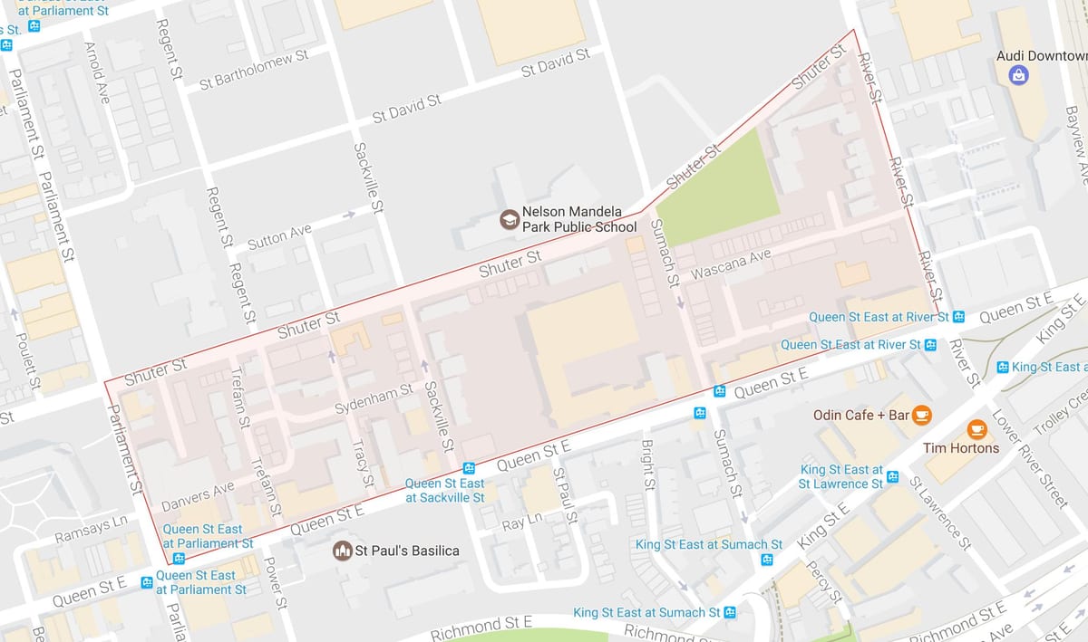 Karta Trefann sudskom području Toronto