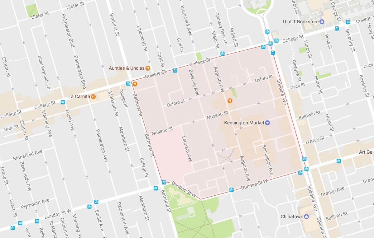 Karta Kensington tržište području Toronto