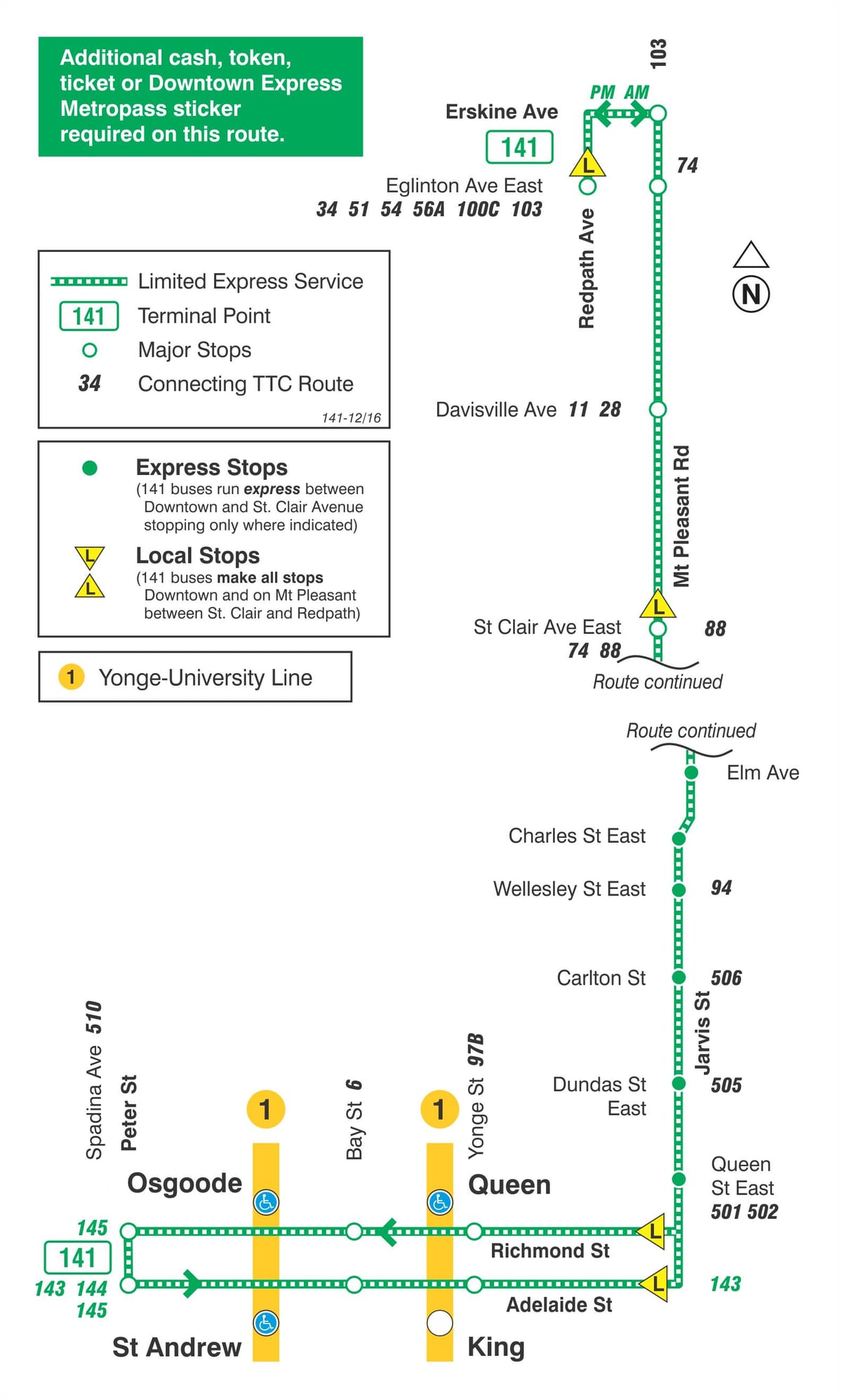 Karta TTC 141 grada / MT ugodan Express bus route Toronto