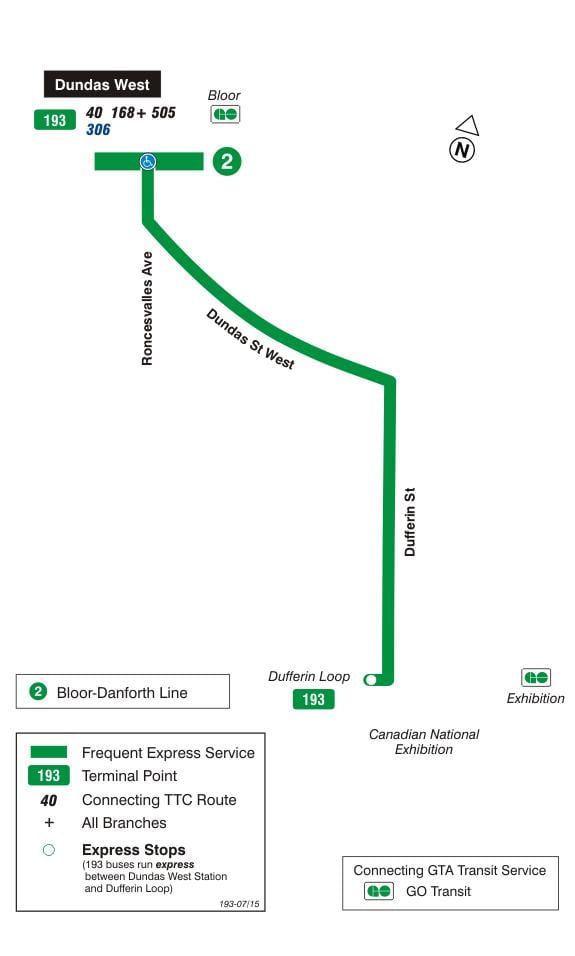 Karta TTC 193 izložba rakete autobusne rute Toronto