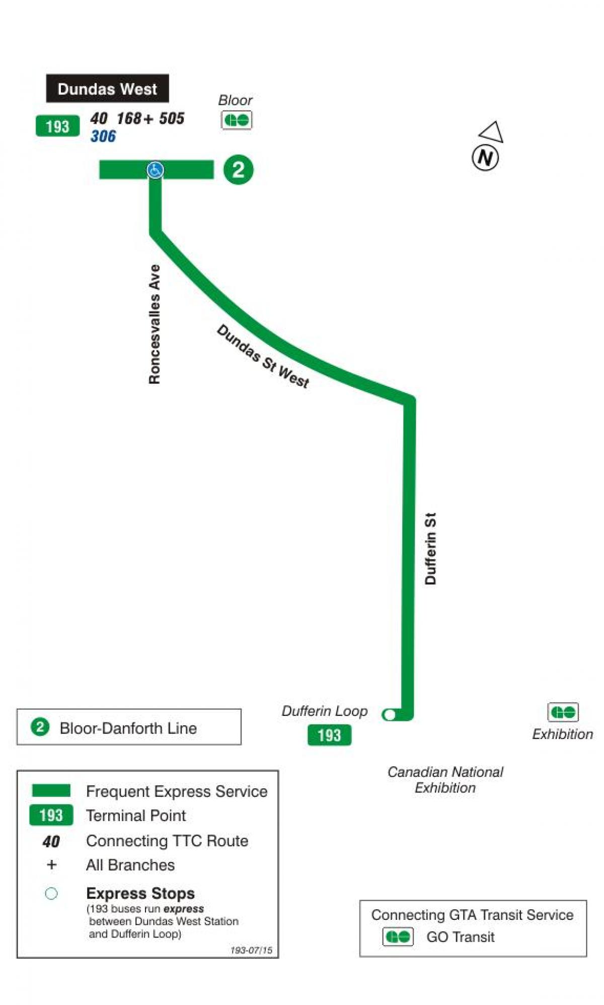 Karta TTC 193 izložba rakete autobusne rute Toronto