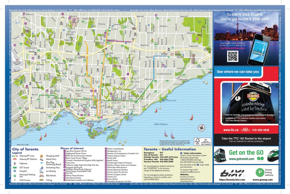 Turistička karta Toronto