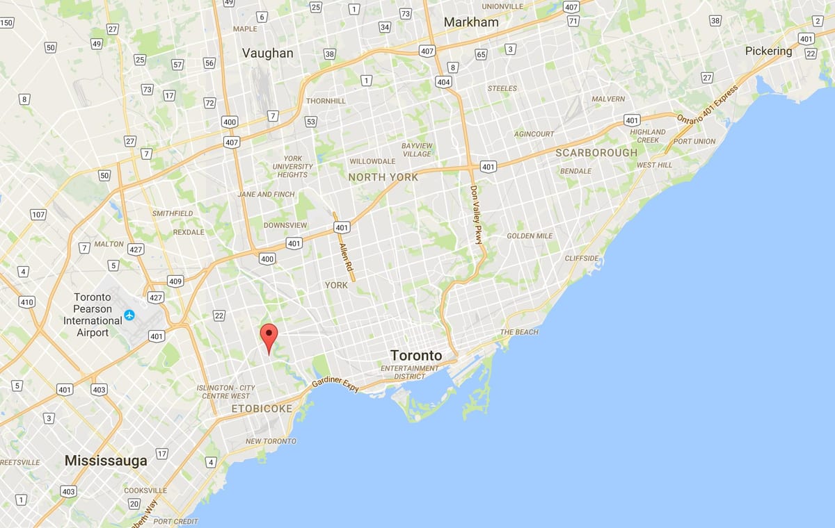 Karta Кингсвэй području Toronto