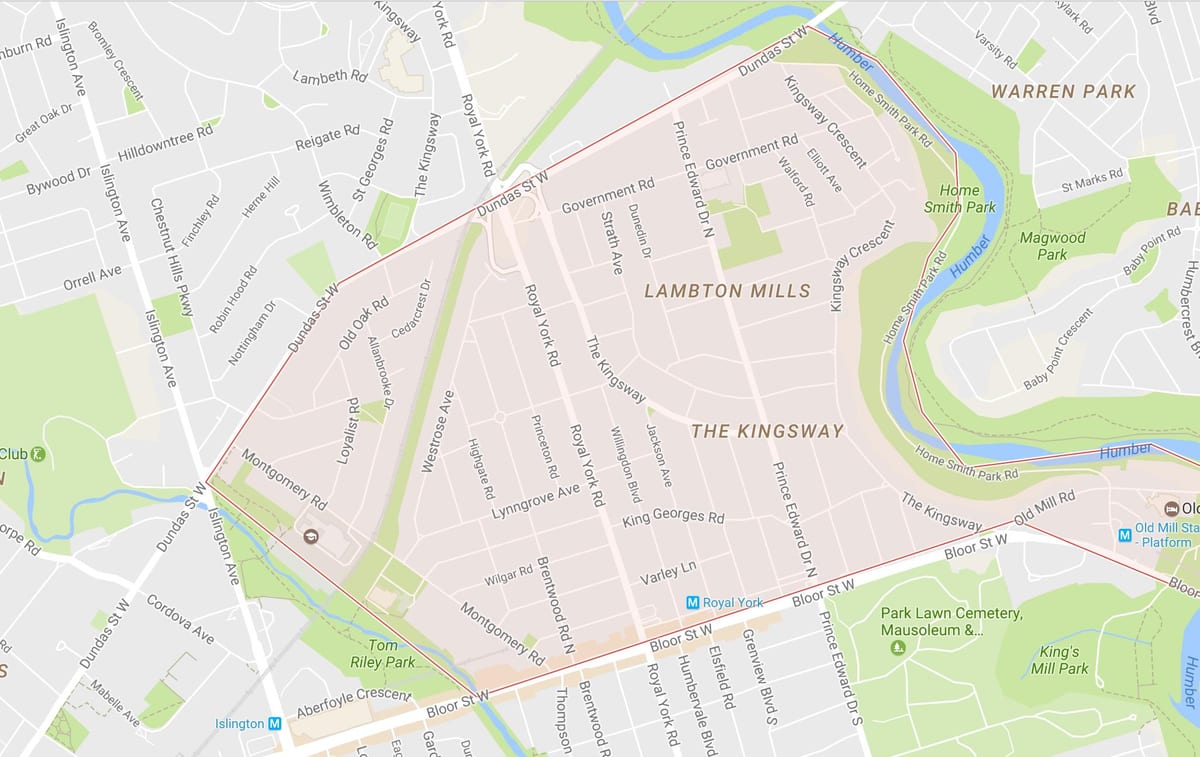 Karta Кингсвэй području Toronto