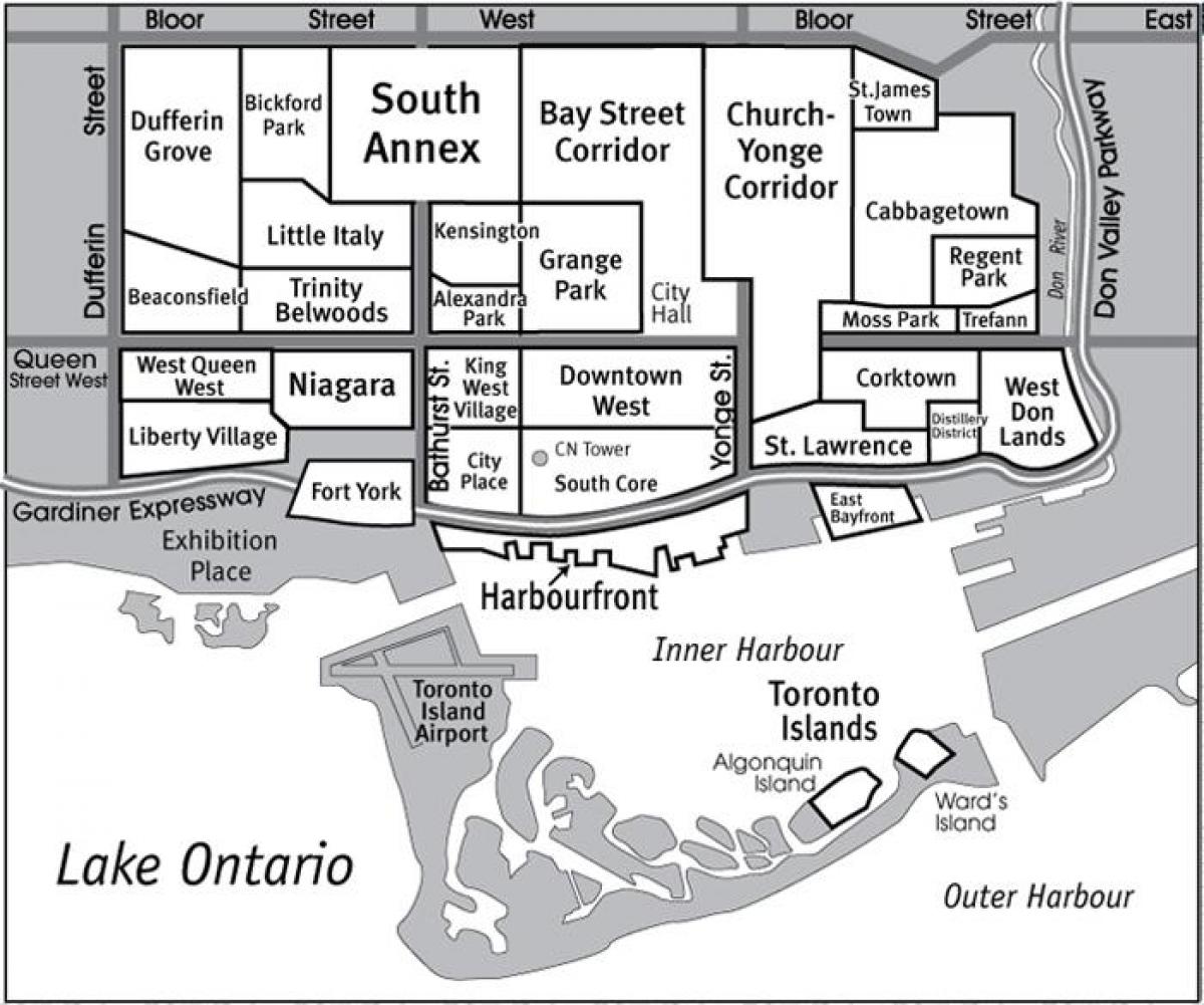 Karta Toronto vodič područje 