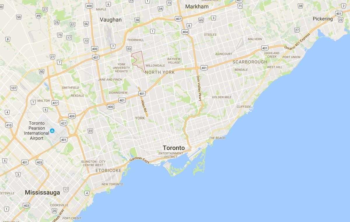 Karta Westminster–Branson području Toronto