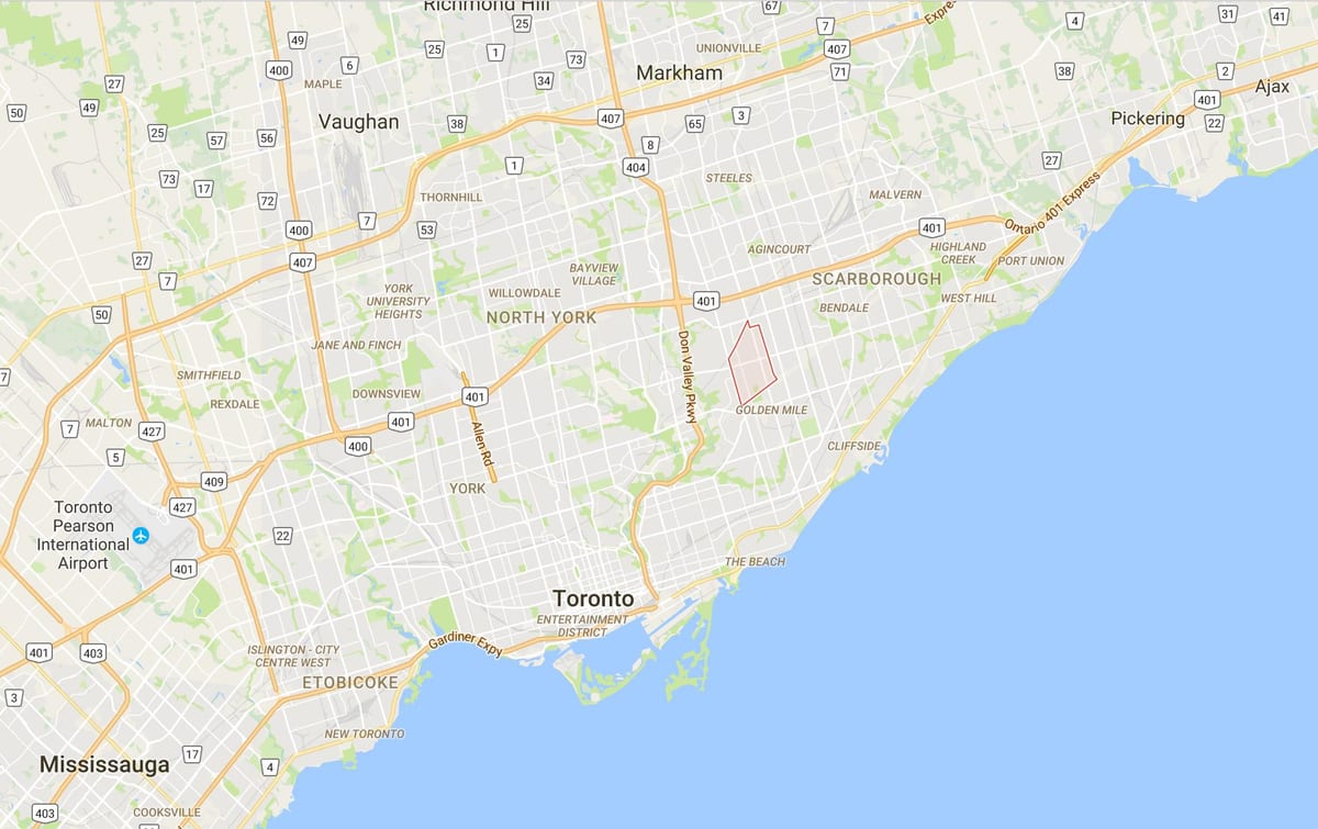 Karta Wexford području Toronto