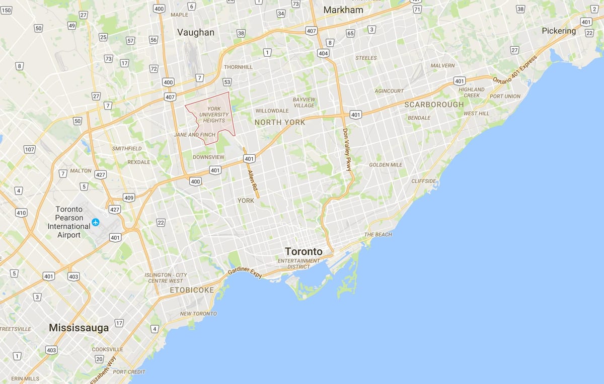 Karta York Юниверсити Хайтсе području Toronto