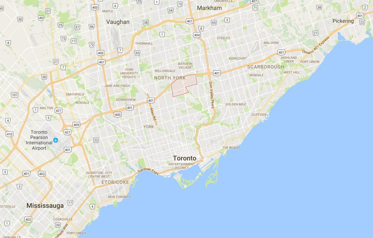 Karta York Mills području Toronto