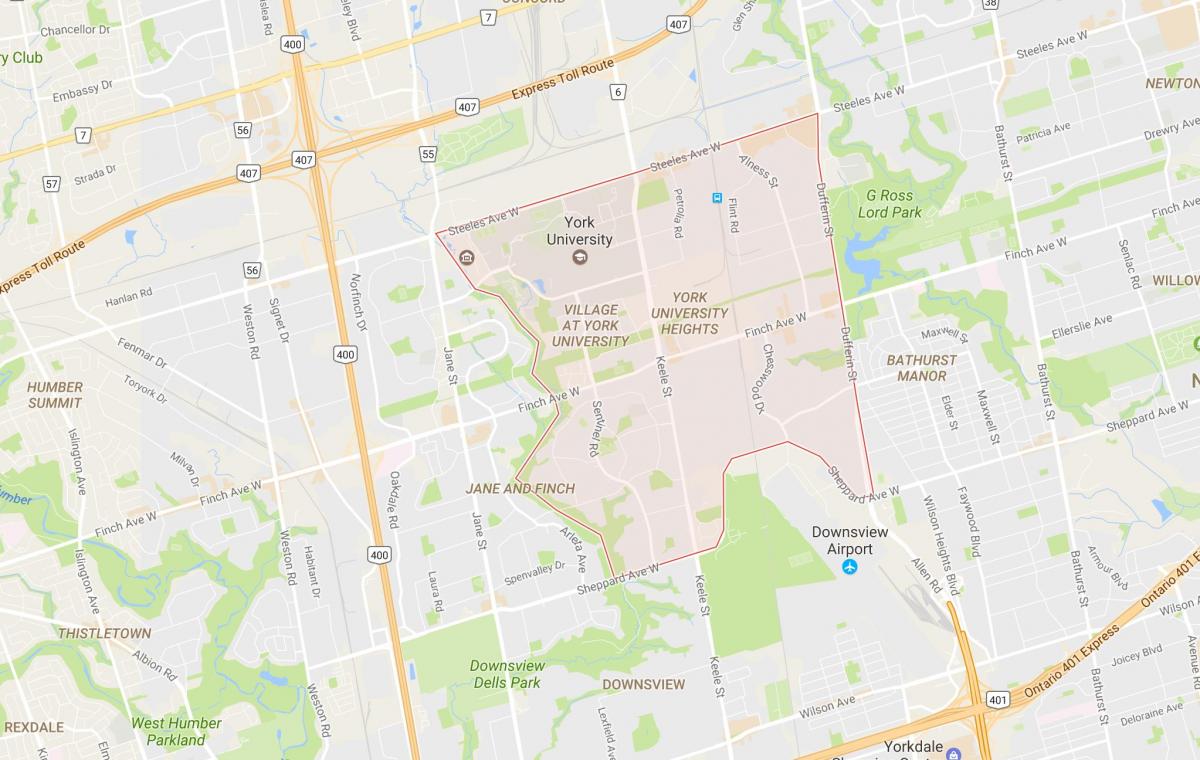 Karta York Юниверсити Хайтсе području Toronto