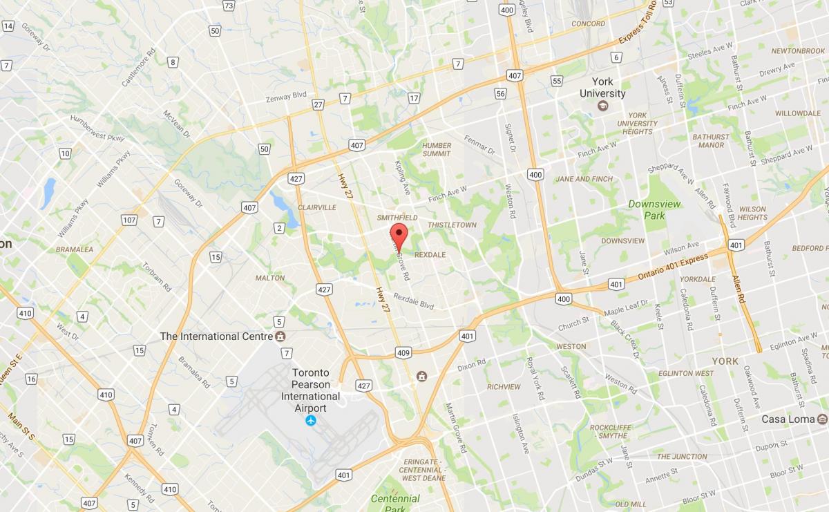 Karta Zapadne Хамбер-Clairville području Toronto