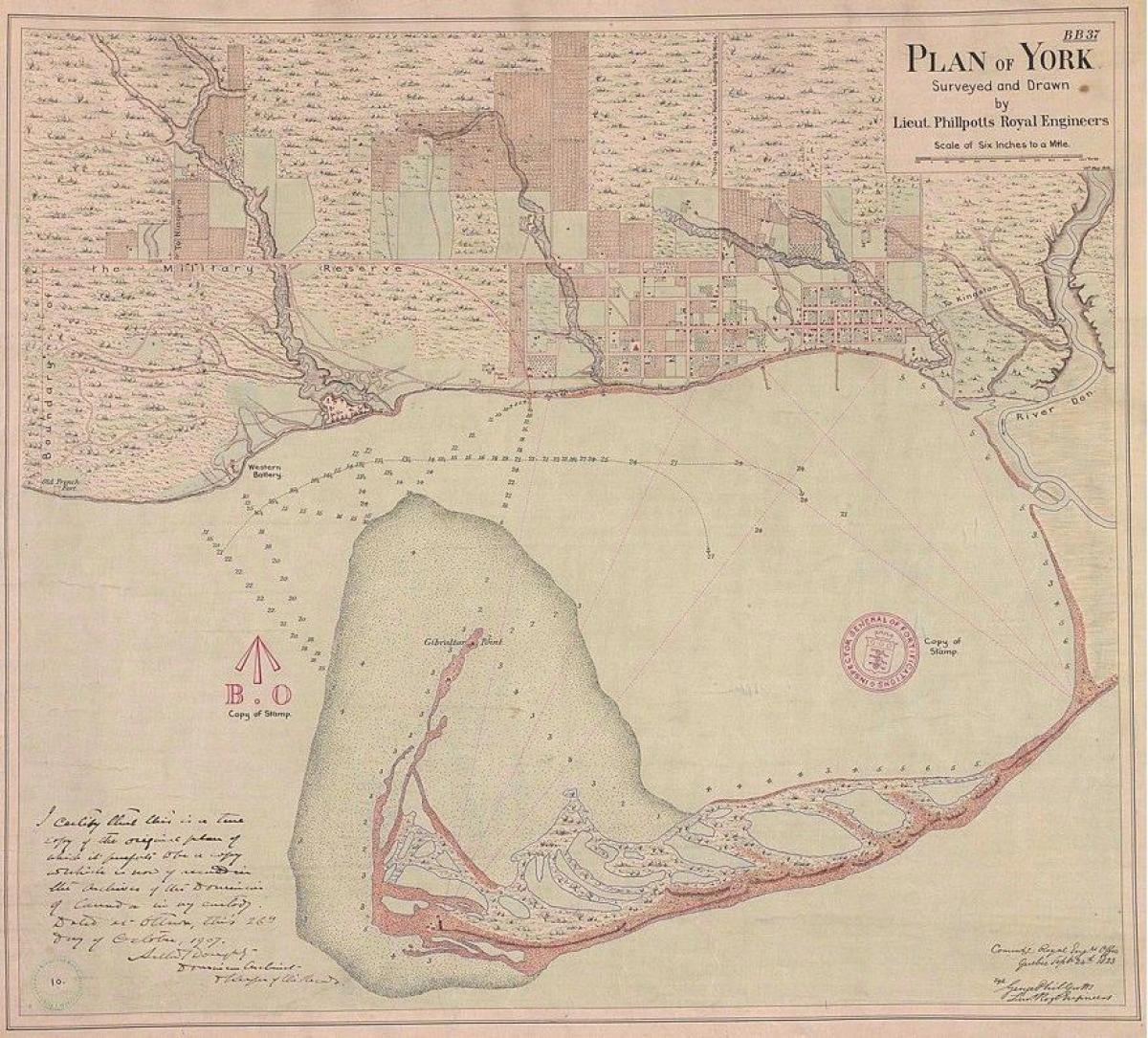 Karta zemlje York u Torontu 1787-1884