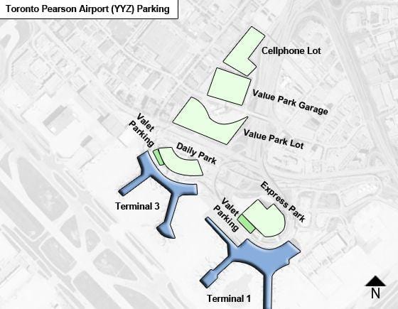 Karta zračna luka Toronto Pearson parkiralište