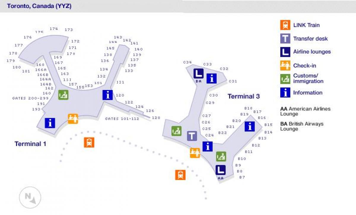 Karta zračna luka Toronto vrata