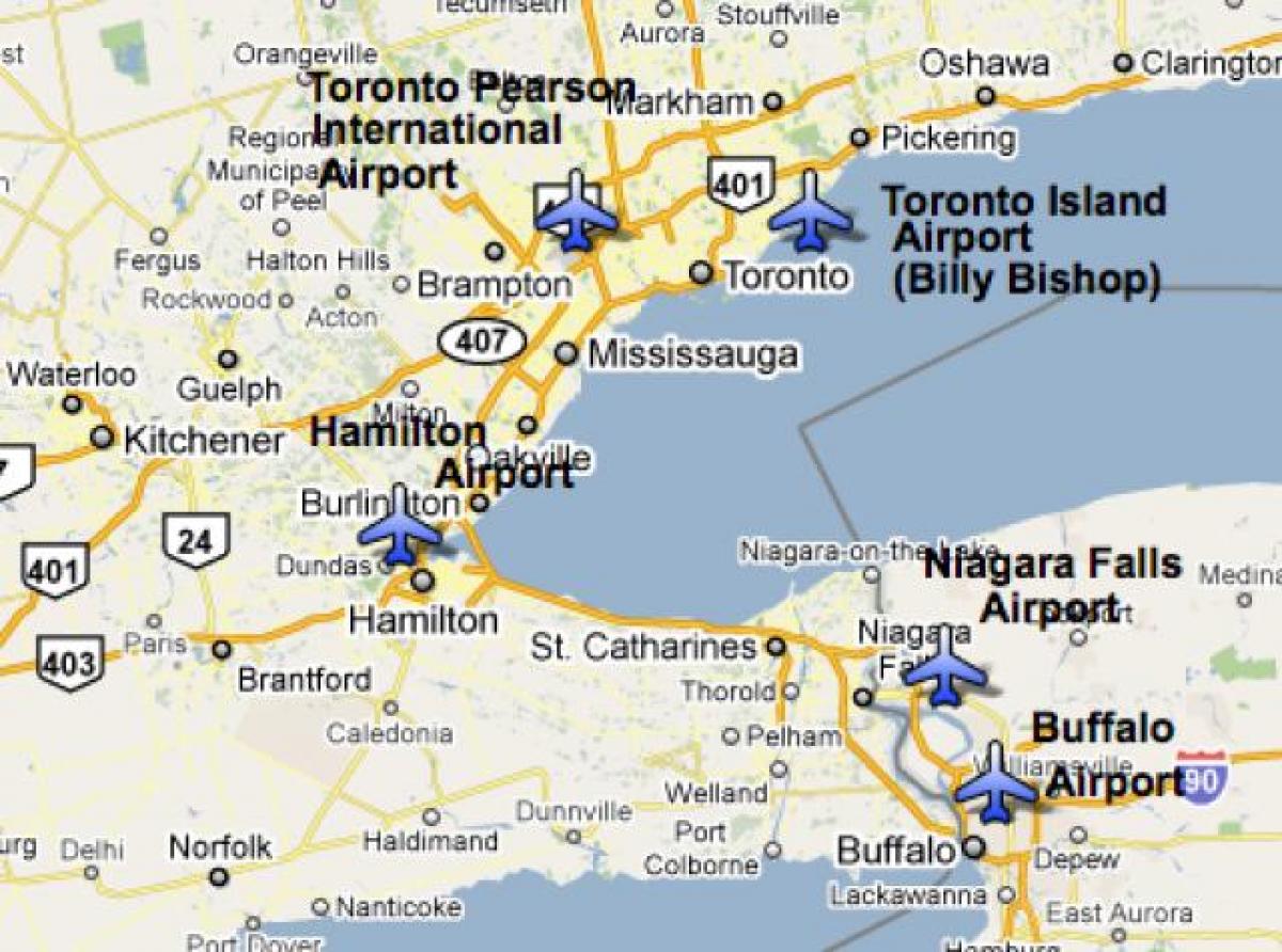 Karta zračne luke u blizini Toronto