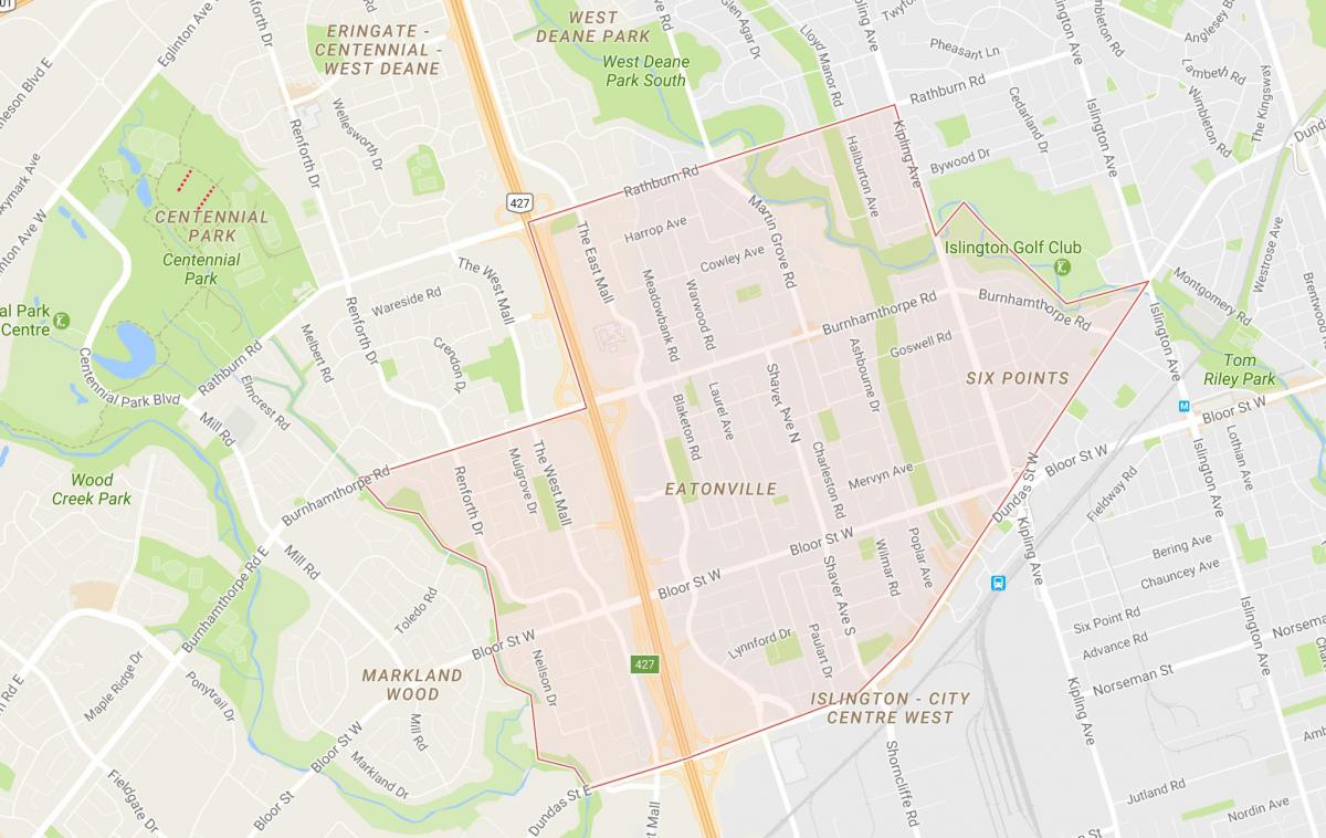 Karta Eatonville području Toronto