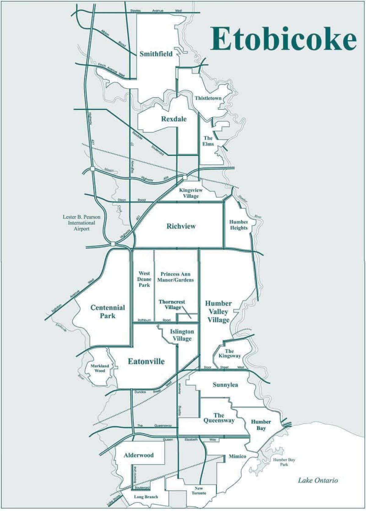 Karta području Этобико u Torontu