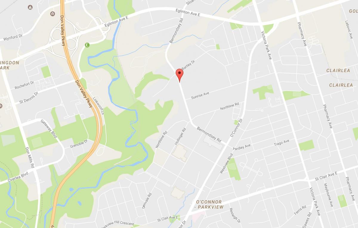 Karta Бермондси području Toronto