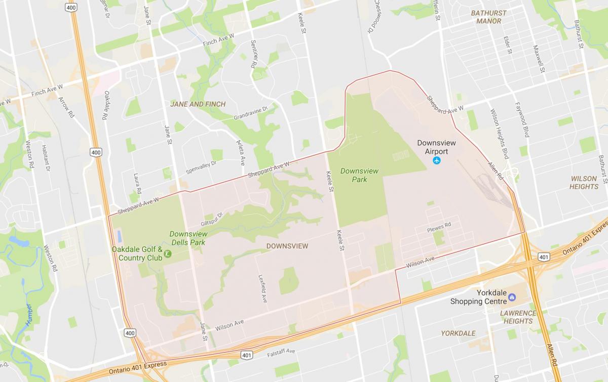 Karta Даунсвью području Toronto