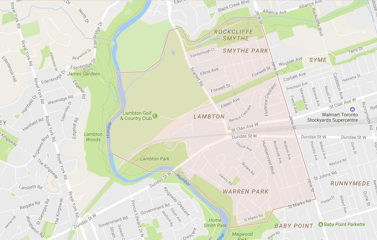 Karta Ламбтон području Toronto