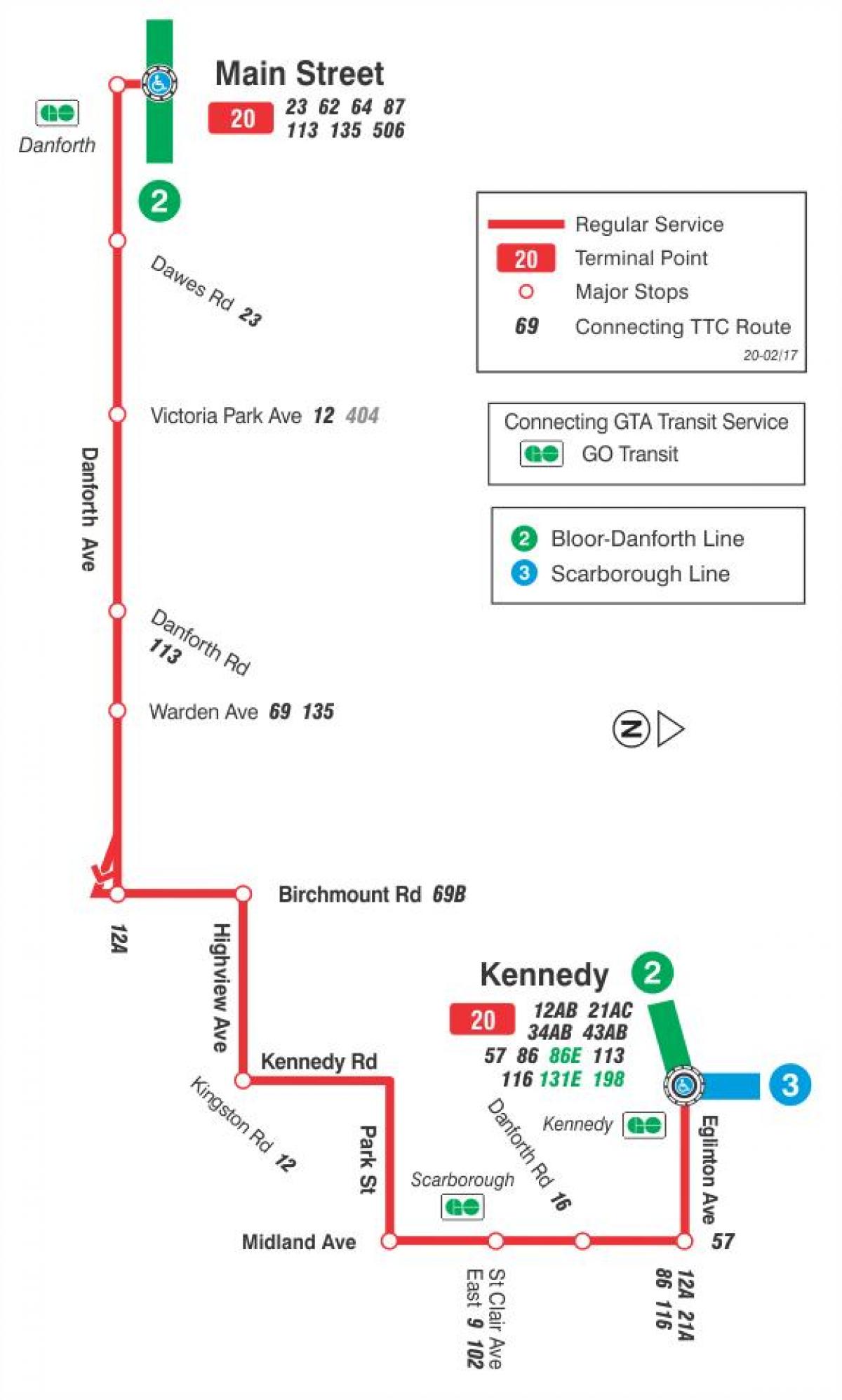 Karta ТТС 20 Клифсайд autobus na relaciji Toronto