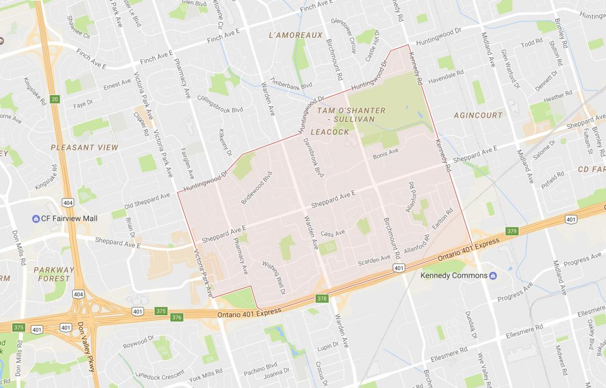 Karta Тэм O 'Шентер – susjedstva' Sullivan Toronto