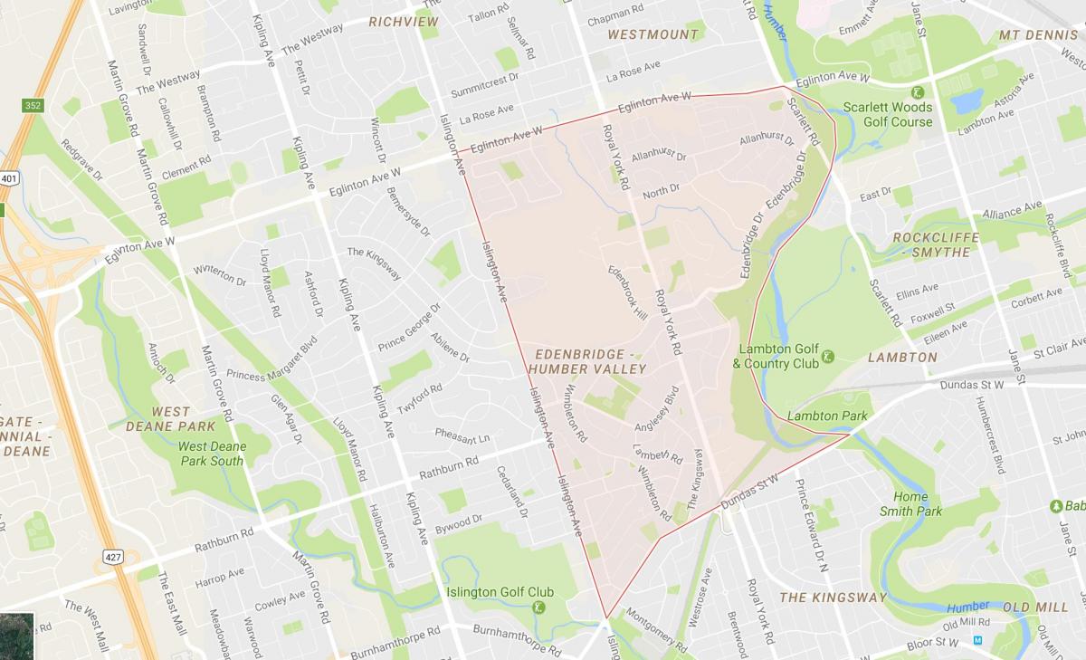 Karta Хамбер Valley Village području Toronto