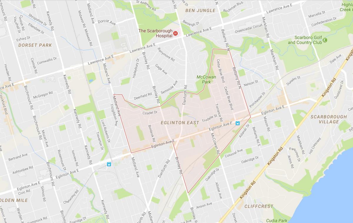 Karta Эглинтон Istočnom dijelu Toronto