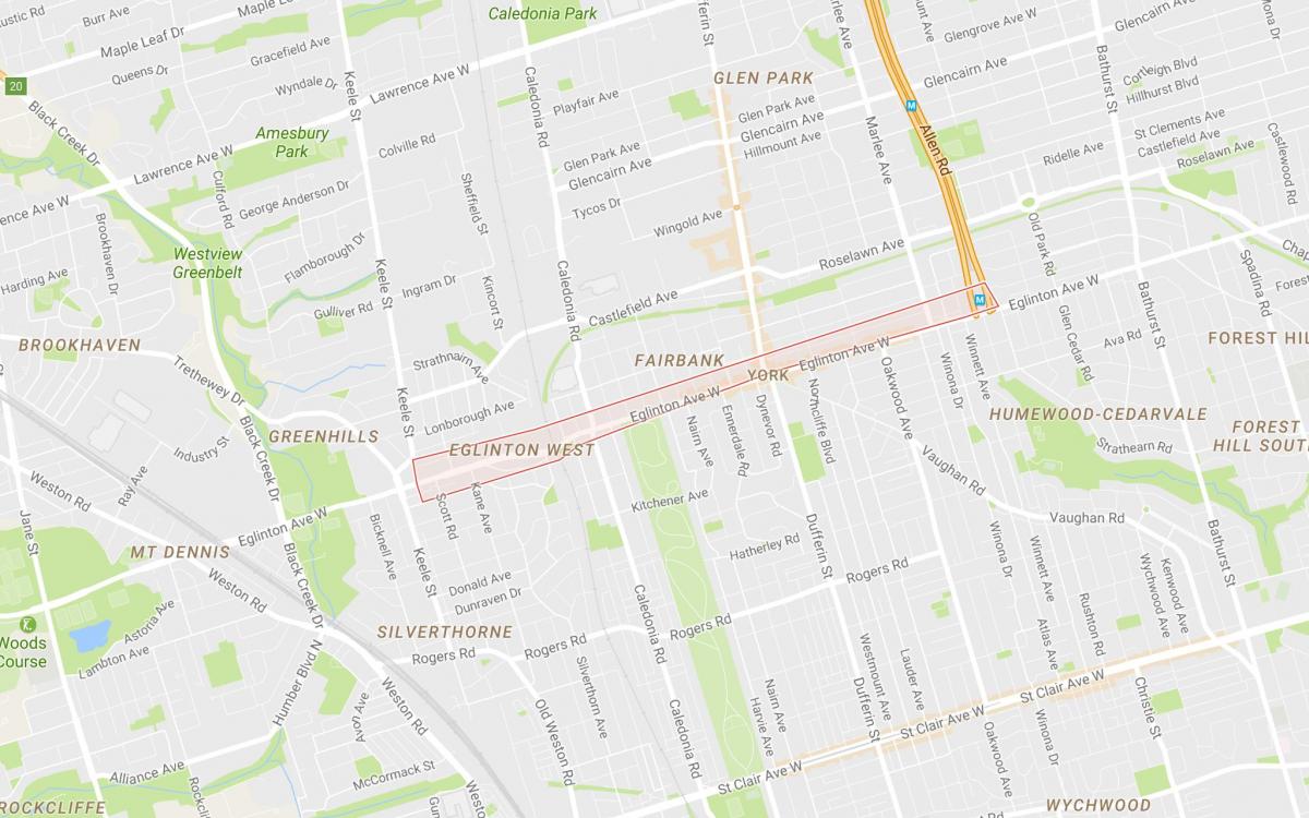 Karta Эглинтон West području Toronto