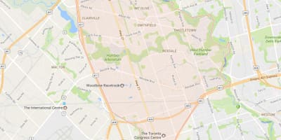 Karta Рексдэйле području Toronto