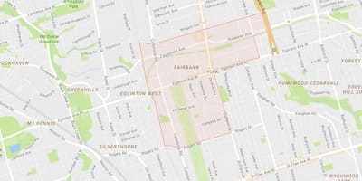 Karta Фейрбэнк području Toronto