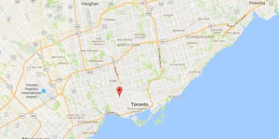 Karta Дувркорт području Toronto