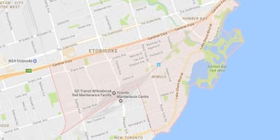 Karta Мимико području Toronto