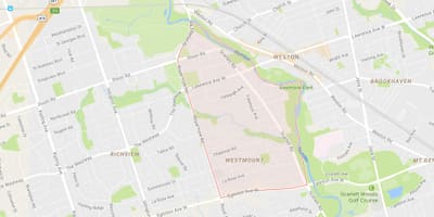 Karta Хамбер visine – Уэстмаунт području Toronto