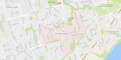 Karta Эглинтон Istočnom dijelu Toronto