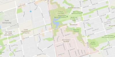 Karta Bathurst području Manor Toronto