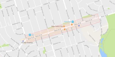 Karta Bloor West Village području Toronto