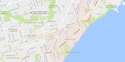 Karta breza području stijene Toronto
