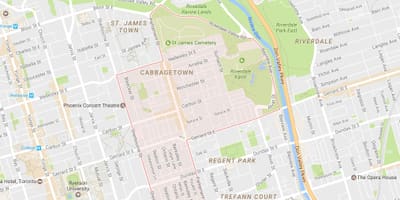 Karta Cabbagetown području Toronto