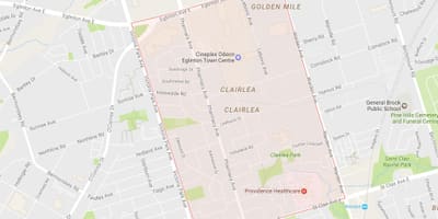 Karta Clairlea području Toronto
