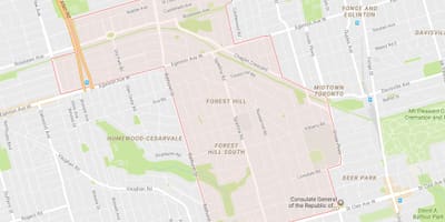 Karta Forest Hill području Toronto