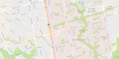Karta Jane i Finch području Toronto