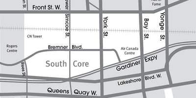 Karta Južne jezgre Toronto