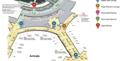 Karta Toronto međunarodni dolasci terminal zračna luka Pearson 