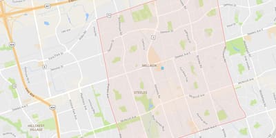 Karta Millikan području Toronto