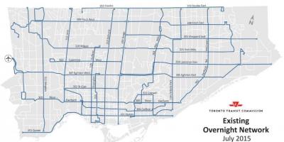 Karti mreža autobusnih TTC na noć 