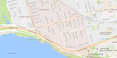 Karta Parkdale području Toronto