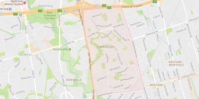 Karta Parkwoods području Toronto