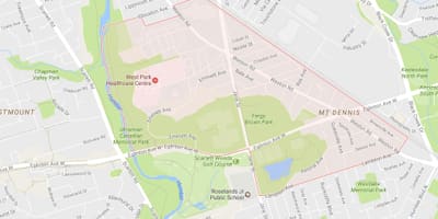 Karta Gora Dennis području Toronto