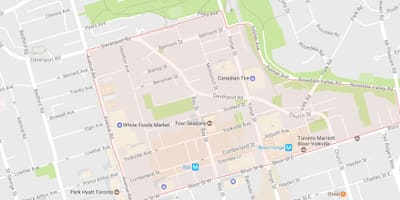 Karta Йорквилл području Toronto